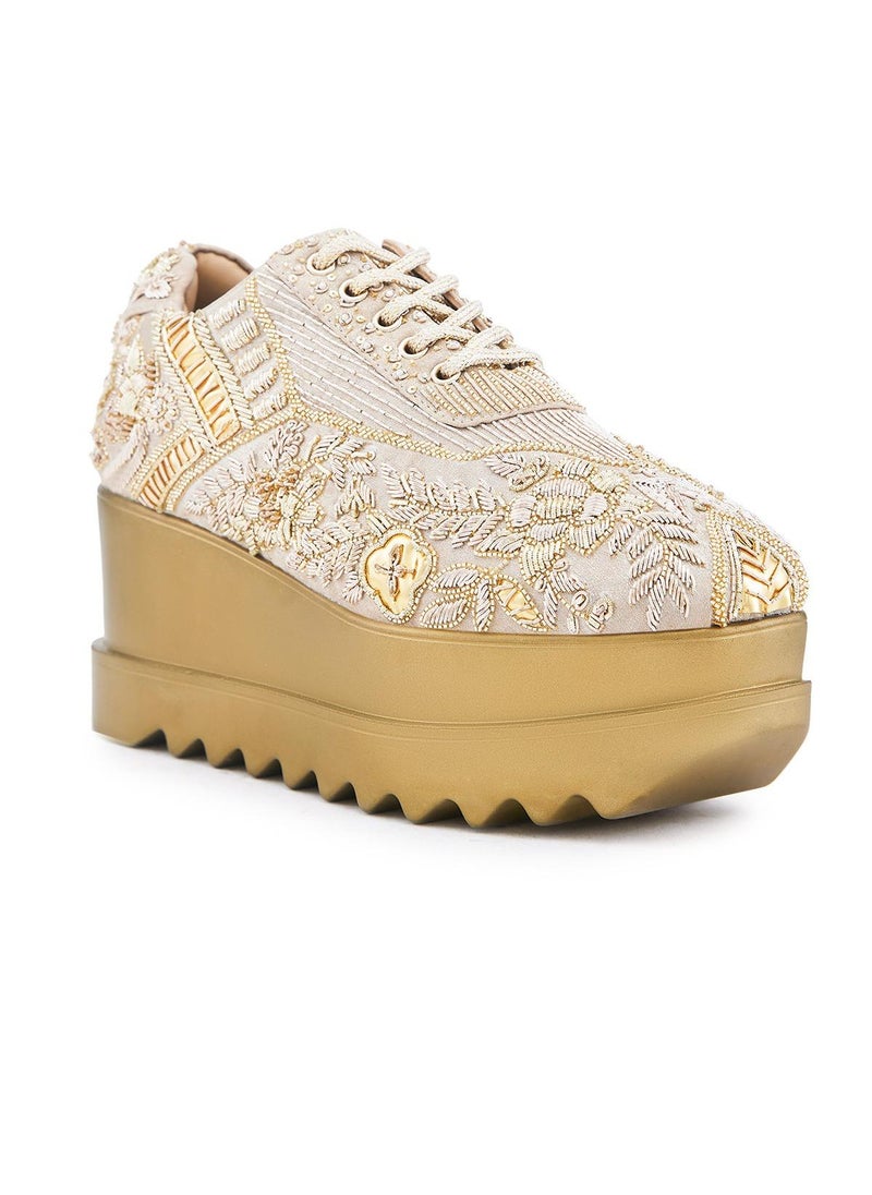 Anaar Anaar Noorani WEDGE SNEAKERS, Womens Festive, Special Occasion and Partywear Premium Shoes  - Image 1