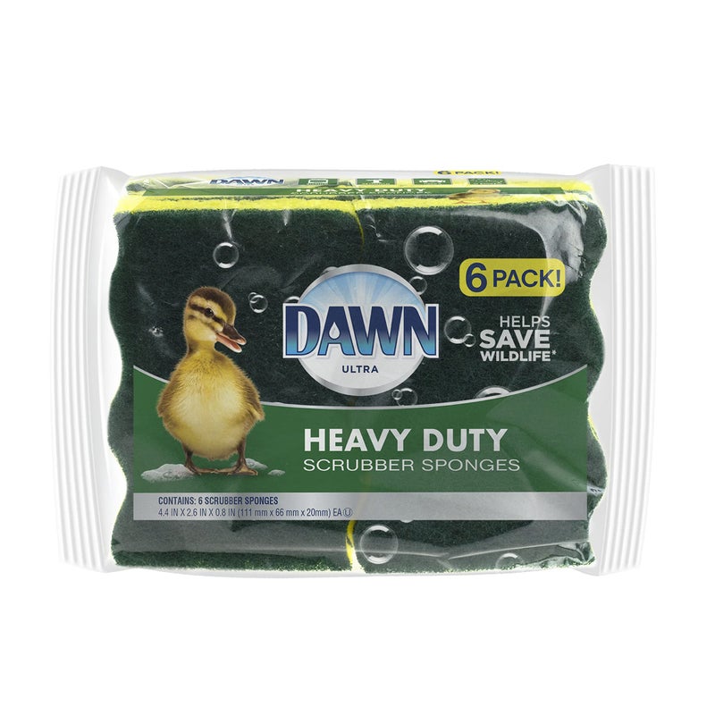 Dawn Heavy Duty Kitchen Dish Sponges GreenYellow Pack of 6