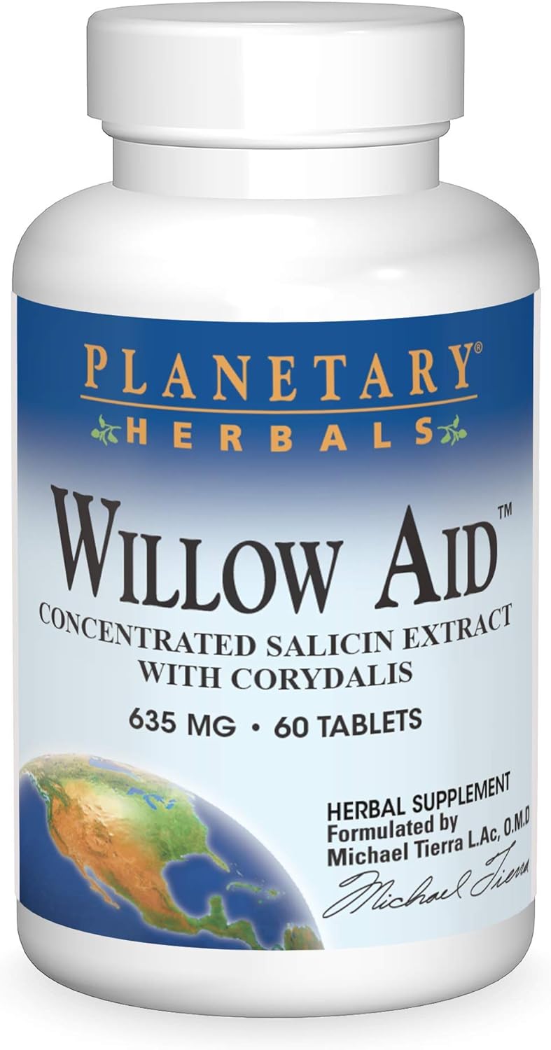 Planetary Herbals Willow Aid Tablets, 60 Count