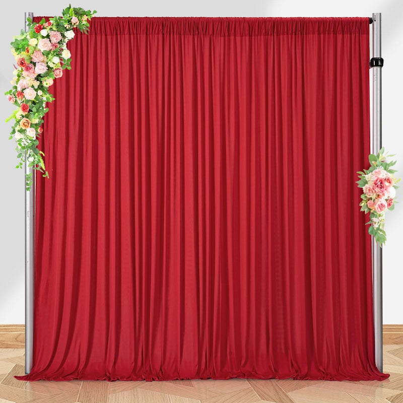 B.Cool BCOOL Wrinkle Free Red Backdrop Curtains 106ftx10ft for Wedding Parties Soft Fabric Drapes Red Curtains Backdrop for Birthday Party Photography Decorations 53x10ft 2 Panels - Image 2