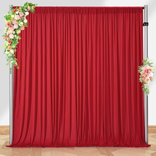 B.Cool BCOOL Wrinkle Free Red Backdrop Curtains 106ftx10ft for Wedding Parties Soft Fabric Drapes Red Curtains Backdrop for Birthday Party Photography Decorations 53x10ft 2 Panels - Image 1