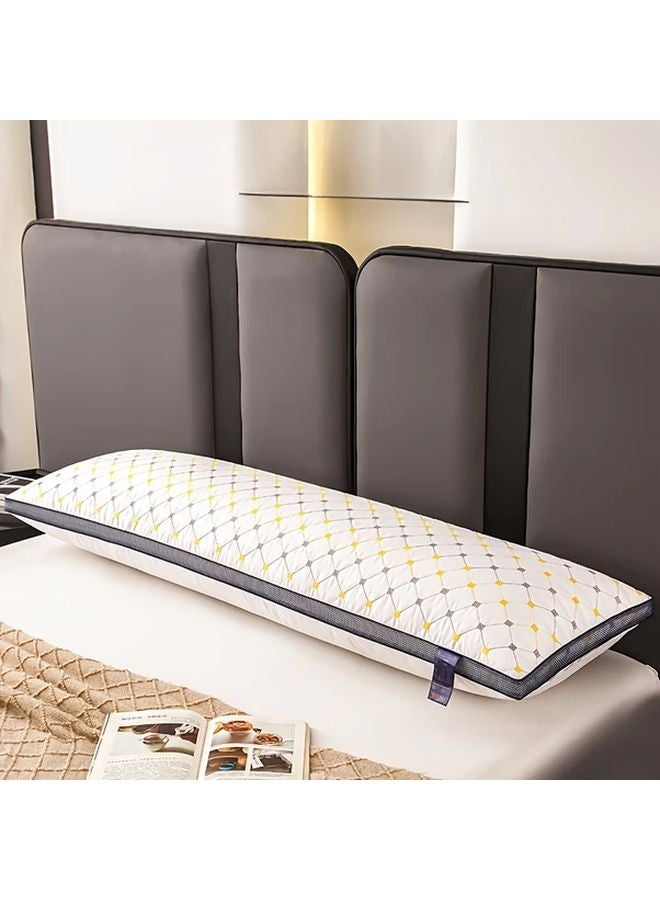 White Long Quilted Body Pillow 18 9x47 24 Inch for Back Abdomen Side Sleepers - Image 1