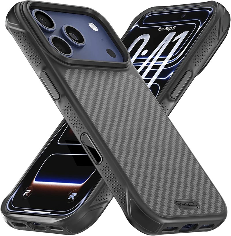 Rebel Protective Case for iPhone 17 Pro [GEN7 Aramid Fiber], Strong MagSafe Compatible, Grippy Sides, Shockproof Corners, Metal Lens and Buttons, Enhanced Protection Design, 6.3 inches (16.3 cm) Phone - Image 1