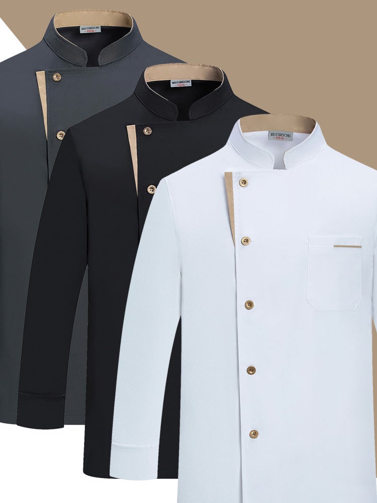 New Stretch Chef Work Clothes Long-Sleeved Restaurant Baking Men'S And Women'S Short-Sleeved Kitchen Work Clothes - Image 2