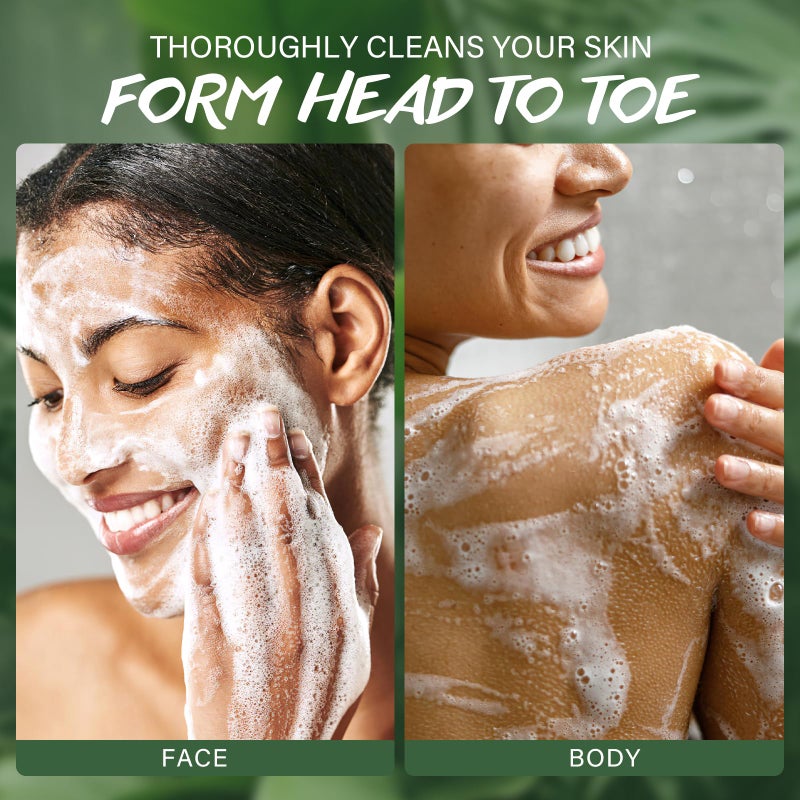 POP MODERN.C Tea Tree Oil Soap Bar for Face & Body Wash All Natural Organic Bath Soaps Acne Hand Foot Body Oder Moisturizer Plant Deodorant Facial Cleanser Women Men with Soap Holder Bag Scrubber Mesh - Image 4