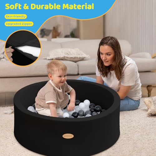HARBOLLE Baby Ball Pit 354 Soft Round Memory Foam Ball Pits NOT Included Balls Indoor Outdoor Playpen for Babies Toddlers Kids Great Gift for Girls Boys Black - Image 5