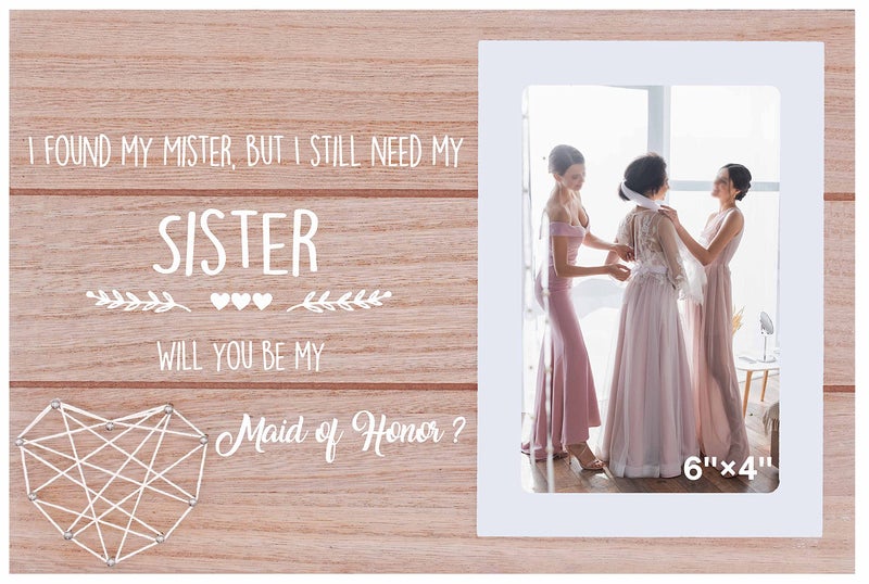 NZY هدية خادمة الشرف من Bride Maid of Honor طلب-لقد عثرت على هدية دش Mister-Bridal لـ Miad of Honor Party Gift for Best Friends-Wood Picture Frame Frame for 6 ''؟ 4 '' صورة - Image 1