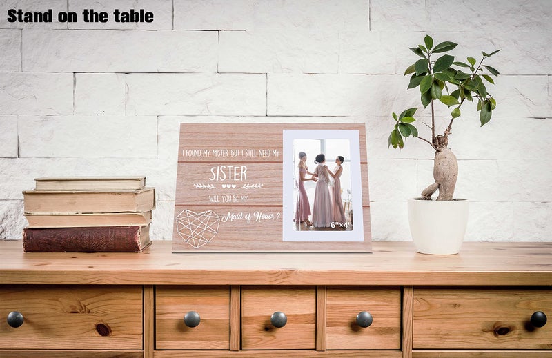 NZY هدية خادمة الشرف من Bride Maid of Honor طلب-لقد عثرت على هدية دش Mister-Bridal لـ Miad of Honor Party Gift for Best Friends-Wood Picture Frame Frame for 6 ''؟ 4 '' صورة - Image 2