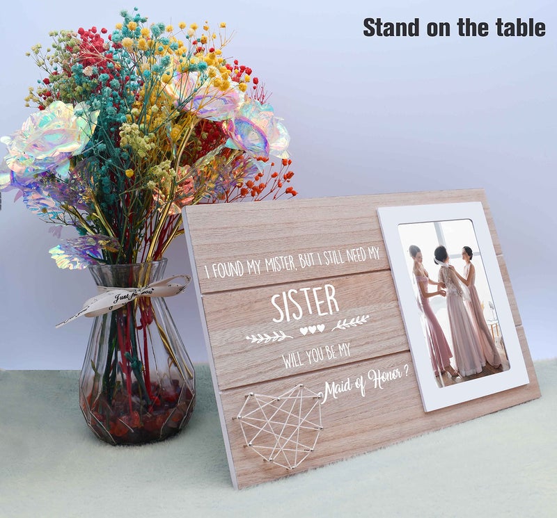 NZY هدية خادمة الشرف من Bride Maid of Honor طلب-لقد عثرت على هدية دش Mister-Bridal لـ Miad of Honor Party Gift for Best Friends-Wood Picture Frame Frame for 6 ''؟ 4 '' صورة - Image 5