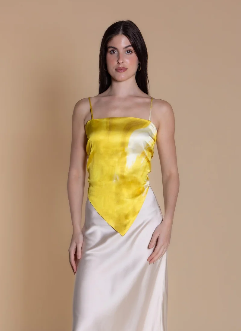 SHAPES ABSTRACT PRINT SCARF TOP