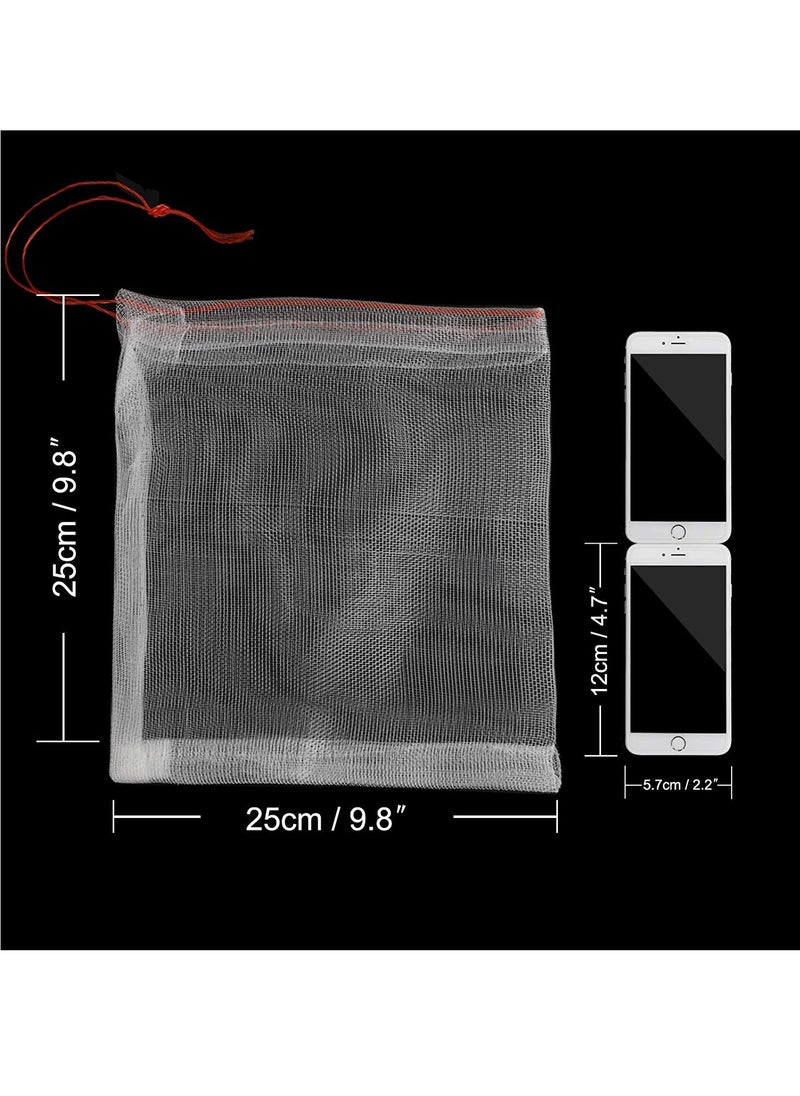 SYOSI Garden Grape Netting Bags, 100PCS 10x10 Inch Fruit Protection Bags for Fruit Trees, Fruit Mesh Cover Bags with Drawstring Protect Tomato, Guava, Flower from Birds  - Image 3