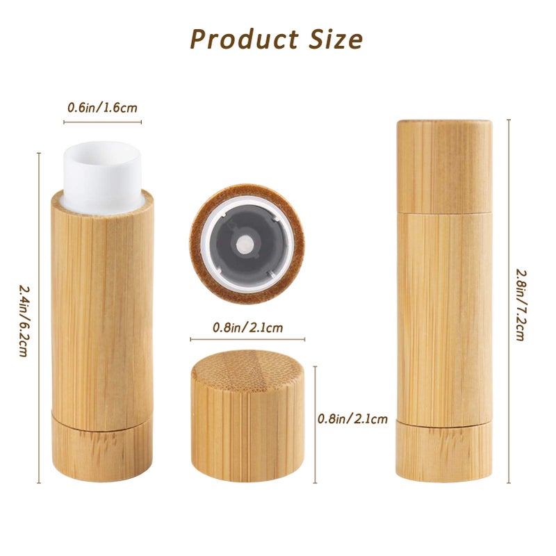 AUHOKY AUHOKY 12Pcs Bamboo Empty Lipstick Tubes, 5.5g Refillable DIY Lip Balm Tube Containers with Clear PP Plastic Inner, Cosmetic Lipstick Lip Gloss Deodorant Case Holder For Women Girls Makeup  - Image 2