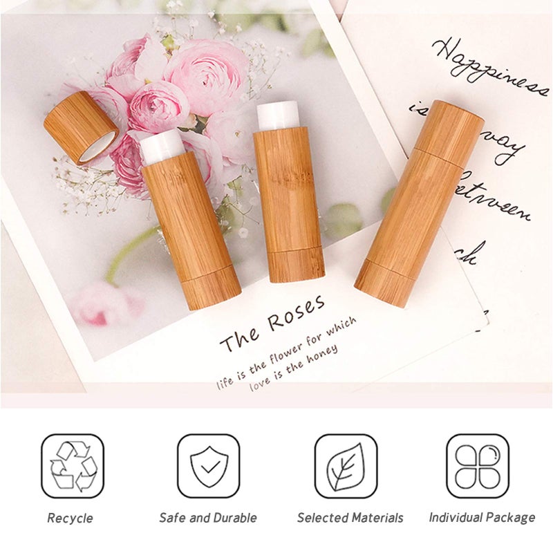 AUHOKY AUHOKY 12Pcs Bamboo Empty Lipstick Tubes, 5.5g Refillable DIY Lip Balm Tube Containers with Clear PP Plastic Inner, Cosmetic Lipstick Lip Gloss Deodorant Case Holder For Women Girls Makeup  - Image 3