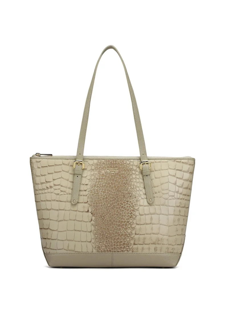 Da Milano Genuine Leather Cream Tote Bag