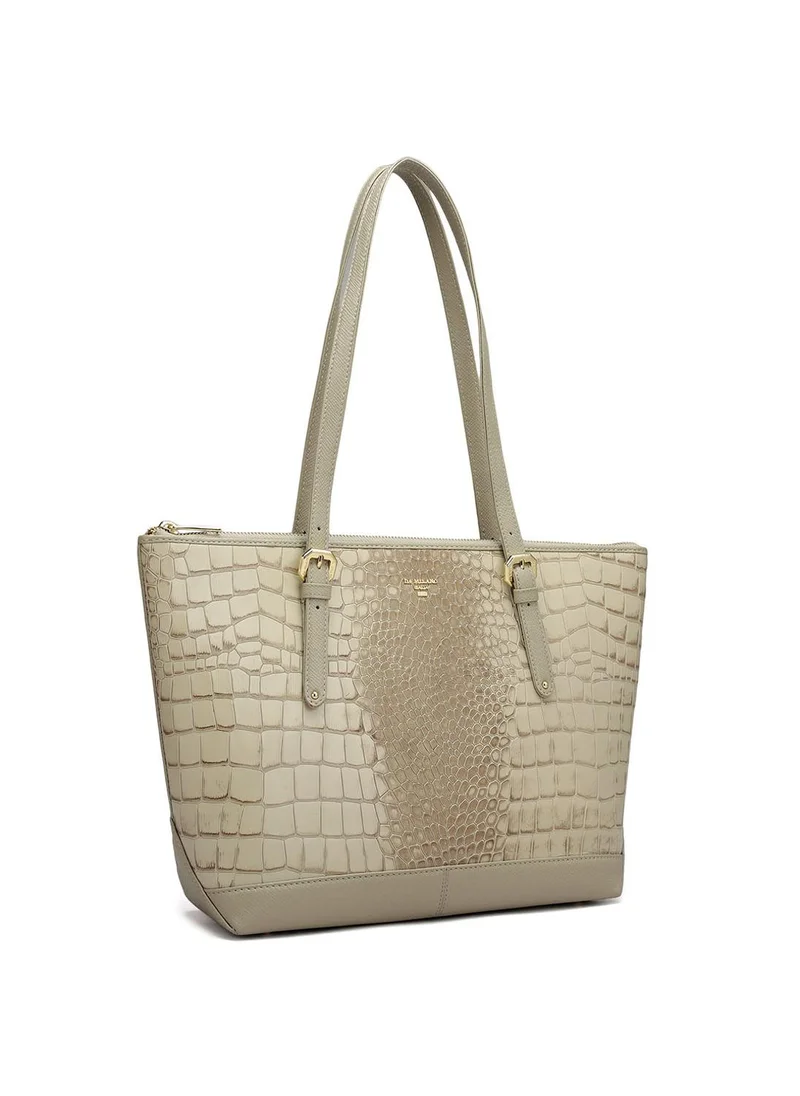Da Milano Genuine Leather Cream Tote Bag