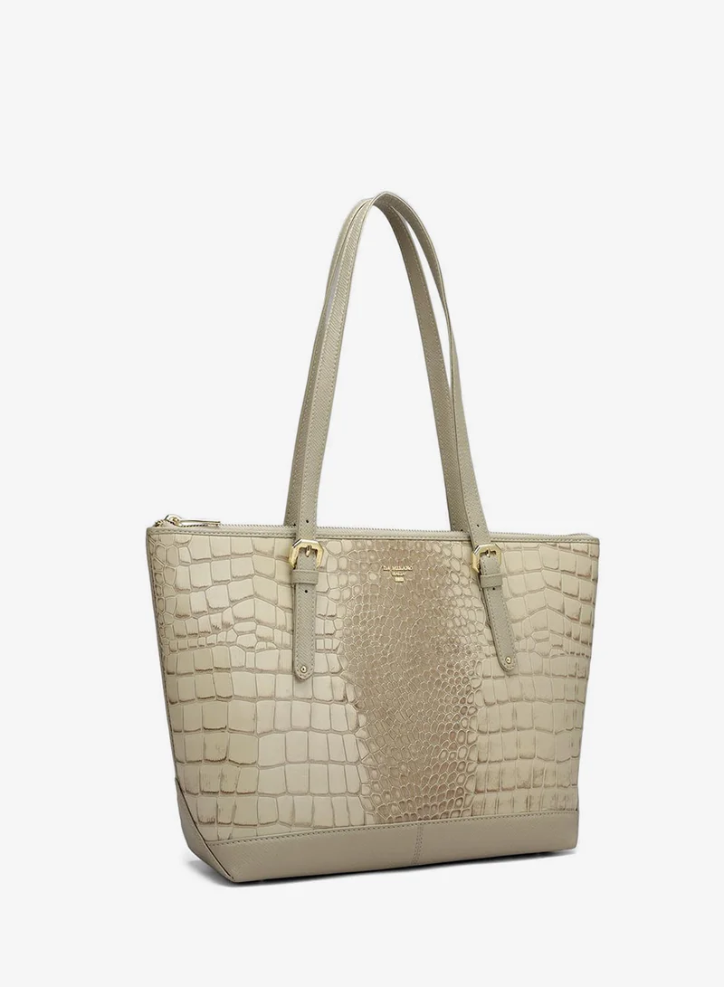 دا ميلانو حقيبة يد جلدية أصلية باللون الكريمي