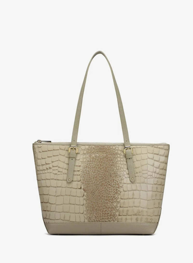 دا ميلانو حقيبة يد جلدية أصلية باللون الكريمي