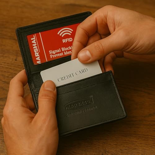 Marshal® RFID Blocking Mens Leather Expandable Business Card Case Wallet - Image 3