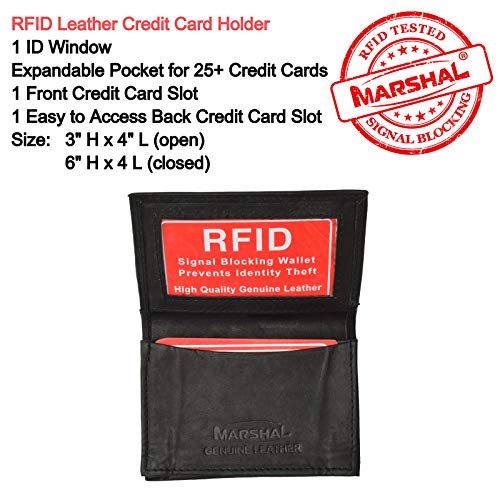 Marshal® RFID Blocking Mens Leather Expandable Business Card Case Wallet - Image 4