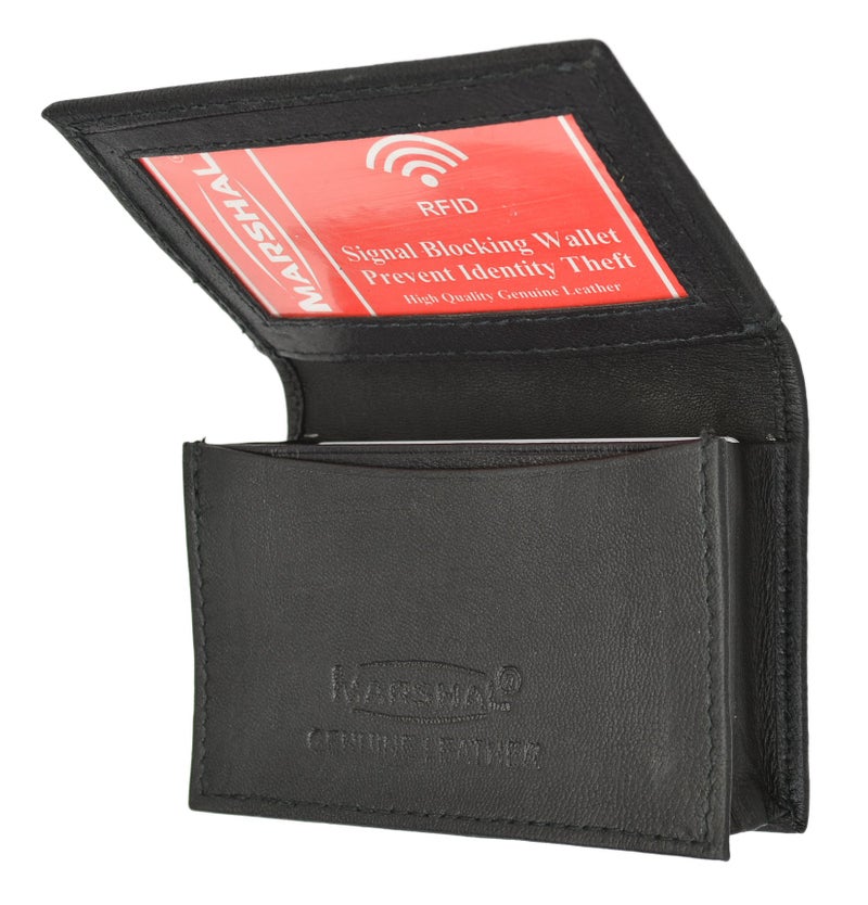 Marshal® RFID Blocking Mens Leather Expandable Business Card Case Wallet - Image 1