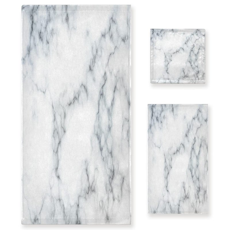 Qilmy 3Piece Grey White Marble Towel Set with Bath Towel Hand Towel  Washcloth High Absorbent Soft Towel Set for Bathroom Hotel Kitchen Gym and Spa