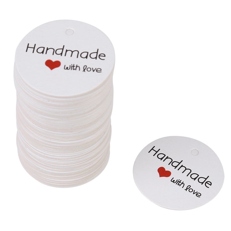 100pcs White Handmade Hang Label Wedding Favor Gift Dessert Tags Jewelry Price Tag #4 - Image 1