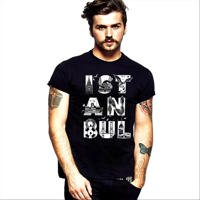 روك اند رول Istanbul Letters Black Short Sleeve T-Shirt