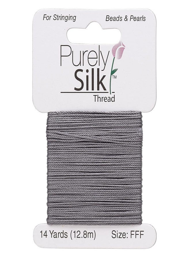 Purely Silk Simply Silk Beading Thread Cord Size FFF Dark Grey 0.016 Inch 0.42mm 14 Yards Card for Stringing Weaving Knotting Kumihimo