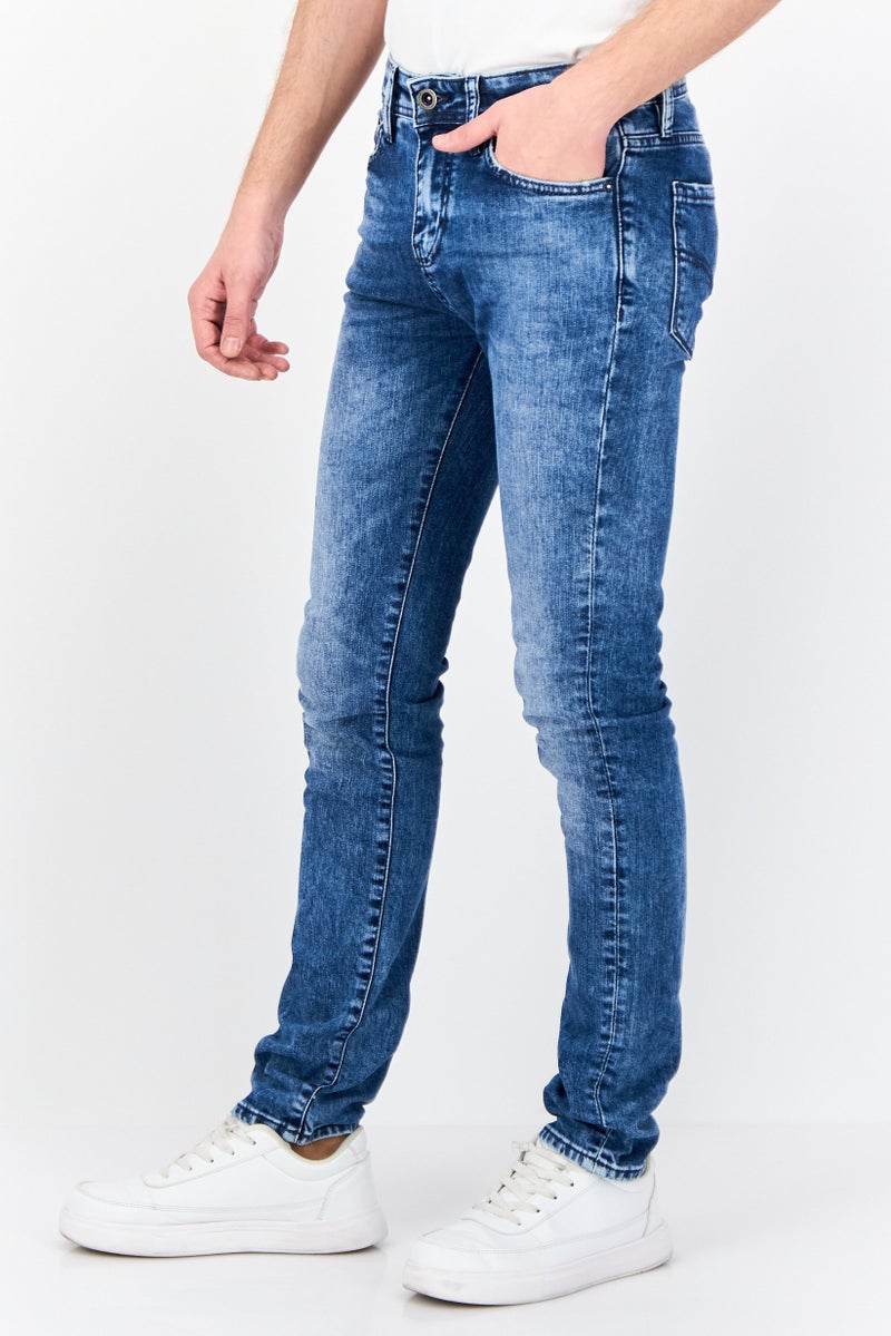 GAS Men Skinny Fit Washed Stretchable Jeans, Blue - Image 3