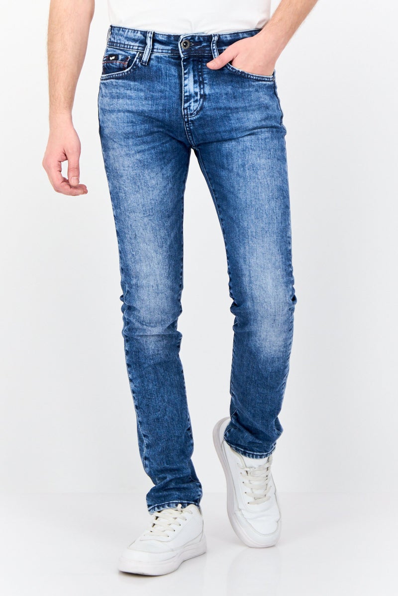 GAS Men Skinny Fit Washed Stretchable Jeans, Blue - Image 1