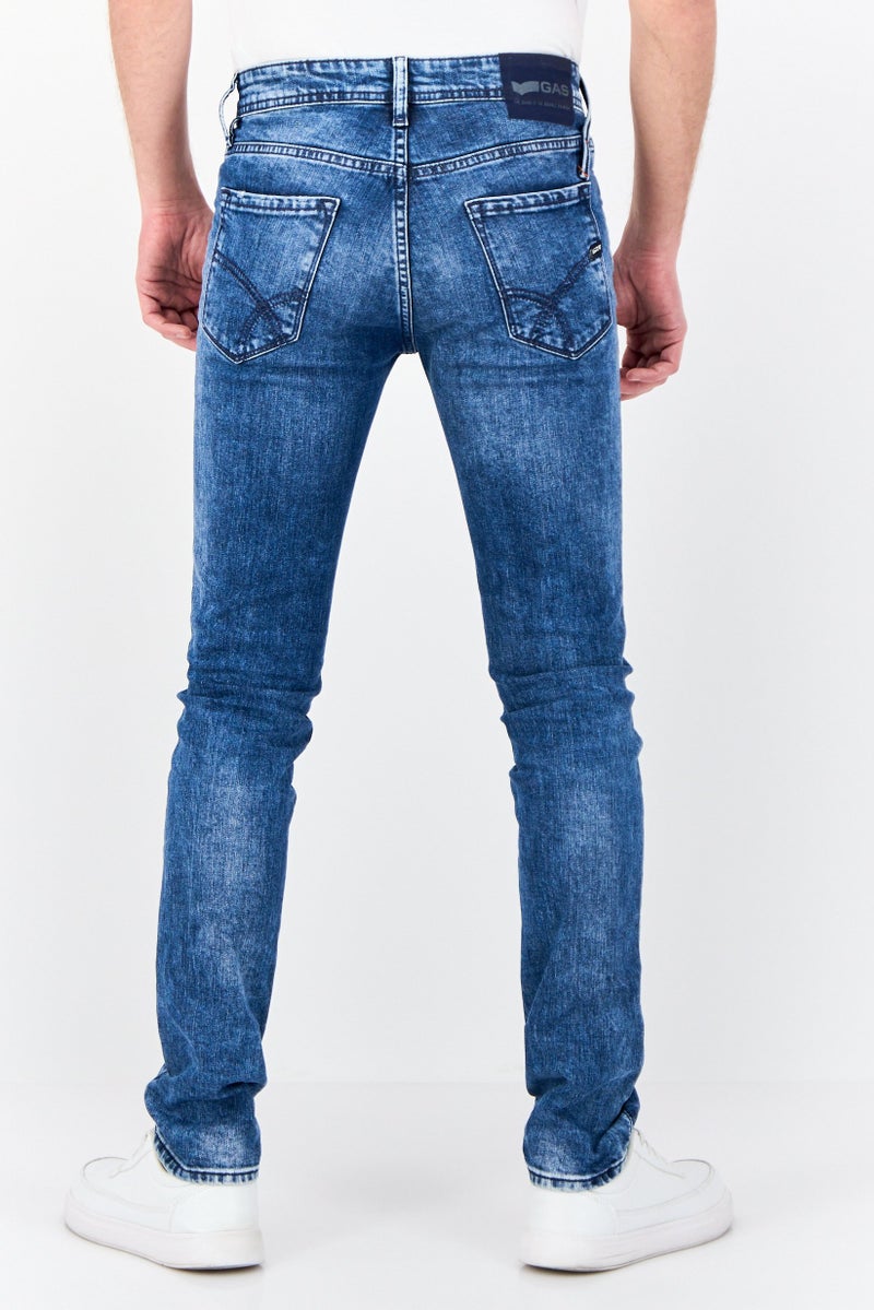 GAS Men Skinny Fit Washed Stretchable Jeans, Blue - Image 2