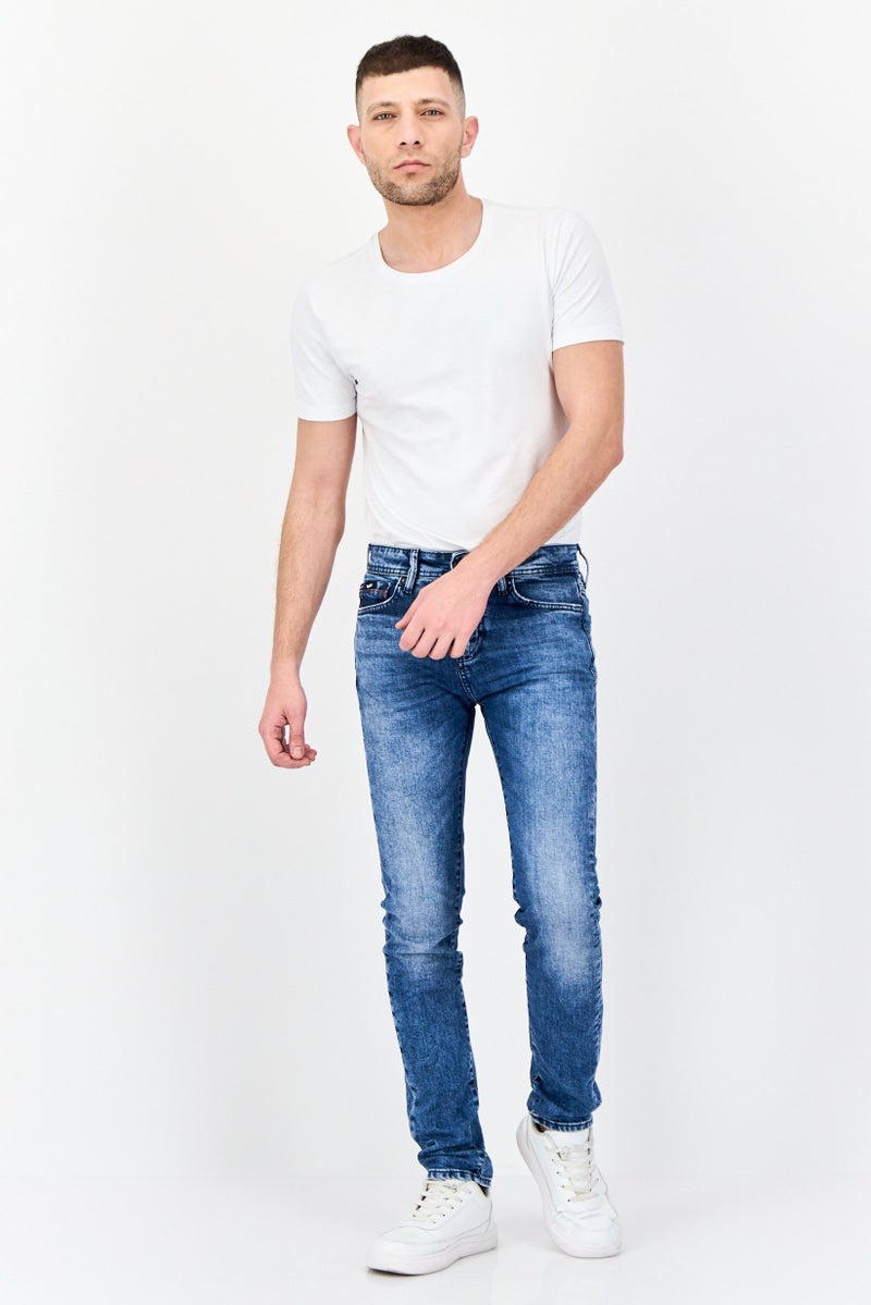 GAS Men Skinny Fit Washed Stretchable Jeans, Blue - Image 4