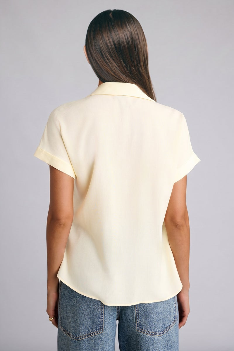 DeFacto Yellow Woman Regular Fit Shirt Collar Short Sleeve Shirt Casual - Image 5