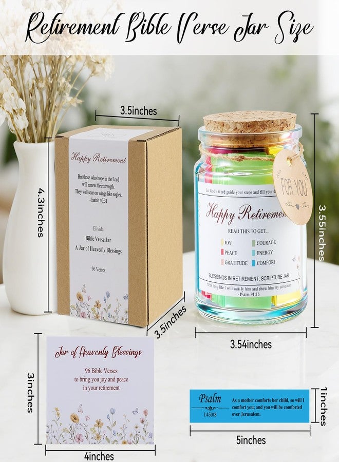 Elivida Retirement Gift Bible Verses Jar, Christian Retired Gifts 2026 for Women and Men, Happy Retirement Decorative Jar with 96 Bible Verses for Boss, Coworkers and Friends - Image 5