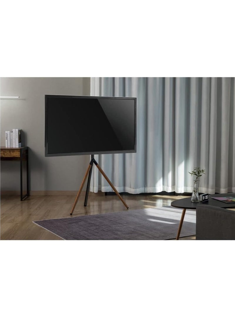 ELTRAZONE Easel Studio TV Floor Stand | Stylish Tripod Mount for 49"-70" Screens | Supports Up to 40 KG | Modern Grey & Walnut Finish | Adjustable Height | Space-Saving & Sturdy | Built-in Cable Management | Perfect for Home, Office & Studio - Image 4
