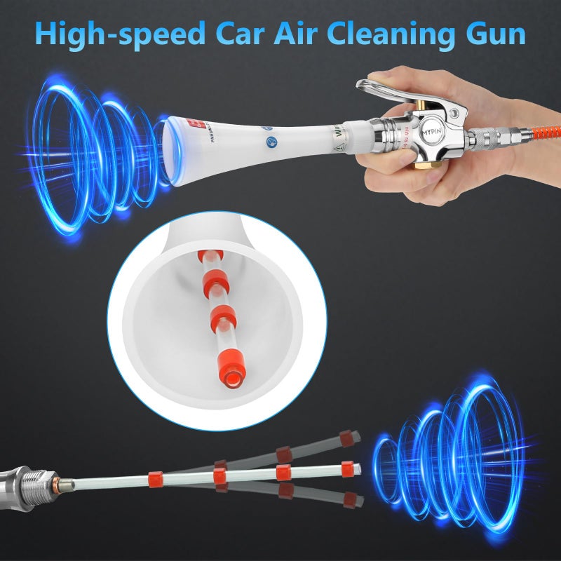 Mypin Upgraded Car Cleaning Gun  6-9.2Bar  High Pressure Air Blow Gun With 2 Set Nozzle  Interior Car Cleaning For Vehicle Upholstery Carpet Seat - Image 4