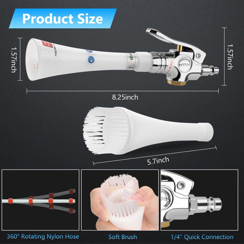 Mypin Upgraded Car Cleaning Gun  6-9.2Bar  High Pressure Air Blow Gun With 2 Set Nozzle  Interior Car Cleaning For Vehicle Upholstery Carpet Seat - Image 2