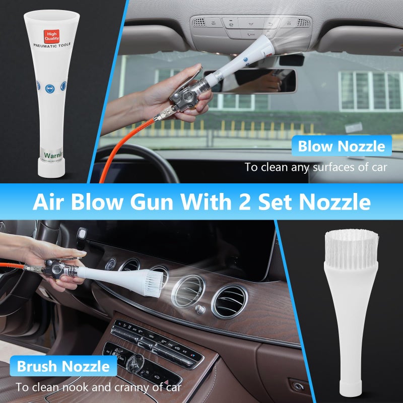 Mypin Upgraded Car Cleaning Gun  6-9.2Bar  High Pressure Air Blow Gun With 2 Set Nozzle  Interior Car Cleaning For Vehicle Upholstery Carpet Seat - Image 5