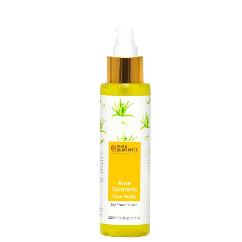 PURE ELEMENTS Aloe Turmeric Face Wash for Dry Normal Skin with Turmeric 100 ml SLS Paraben Free - Image 1