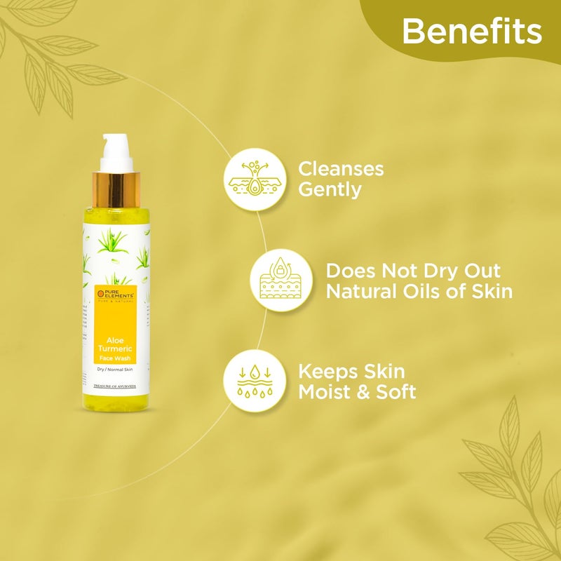PURE ELEMENTS Aloe Turmeric Face Wash for Dry Normal Skin with Turmeric 100 ml SLS Paraben Free - Image 2