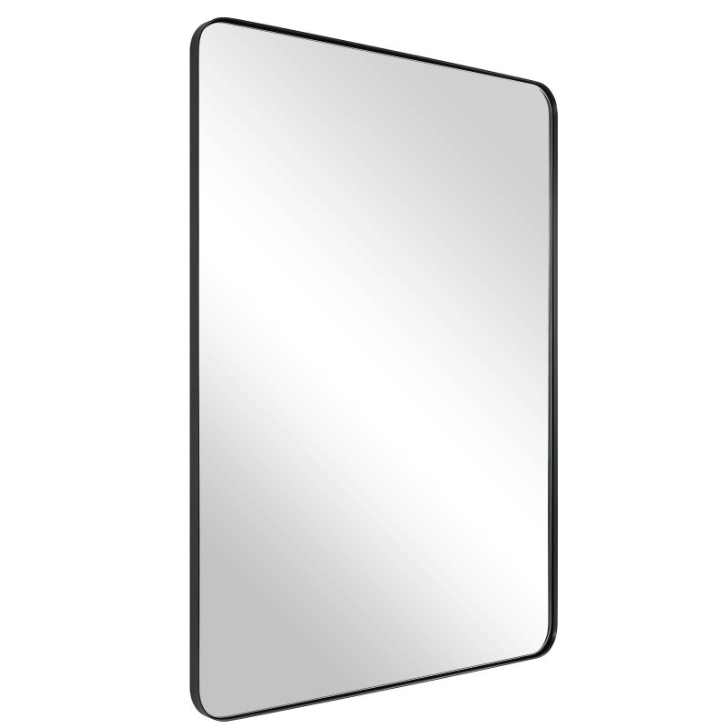 ANDY STAR Wall Mirror for Bathroom Mirror for Wall with Black Metal Frame 22 X 30 Decorative Wall Mirrors for Living RoomBedroom Glass Panel Rounded Corner Hangs Horizontal Or Vertical