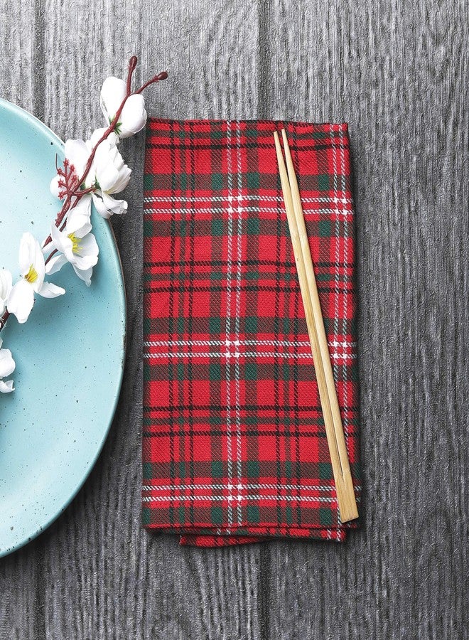 DG Collections Dinner Napkins, 100% Cotton Over Sized Kitchen Napkins, Set of 12 Pack (19 x 19 Inch) Red & Green Plaid for Christmas and Thanksgiving with Mitered Corner and Lint Free - Image 3
