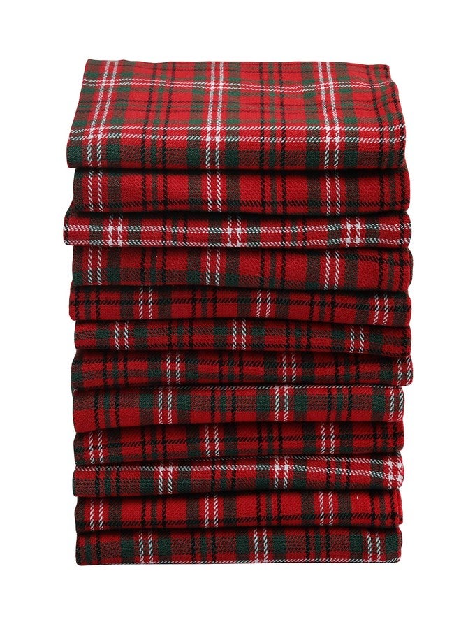 DG Collections Dinner Napkins, 100% Cotton Over Sized Kitchen Napkins, Set of 12 Pack (19 x 19 Inch) Red & Green Plaid for Christmas and Thanksgiving with Mitered Corner and Lint Free - Image 4