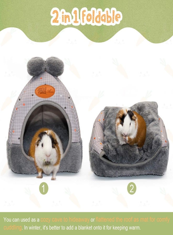 YUEPET Bunny Bed Warm Guinea Pig Cave Beds Cute Bowknot House Big Hideouts Cage Accessorie for Dwarf Rabbits Hamster Bunny Ferrets Rats Hedgehogs Chinchilla (Grey Grid) - Image 4