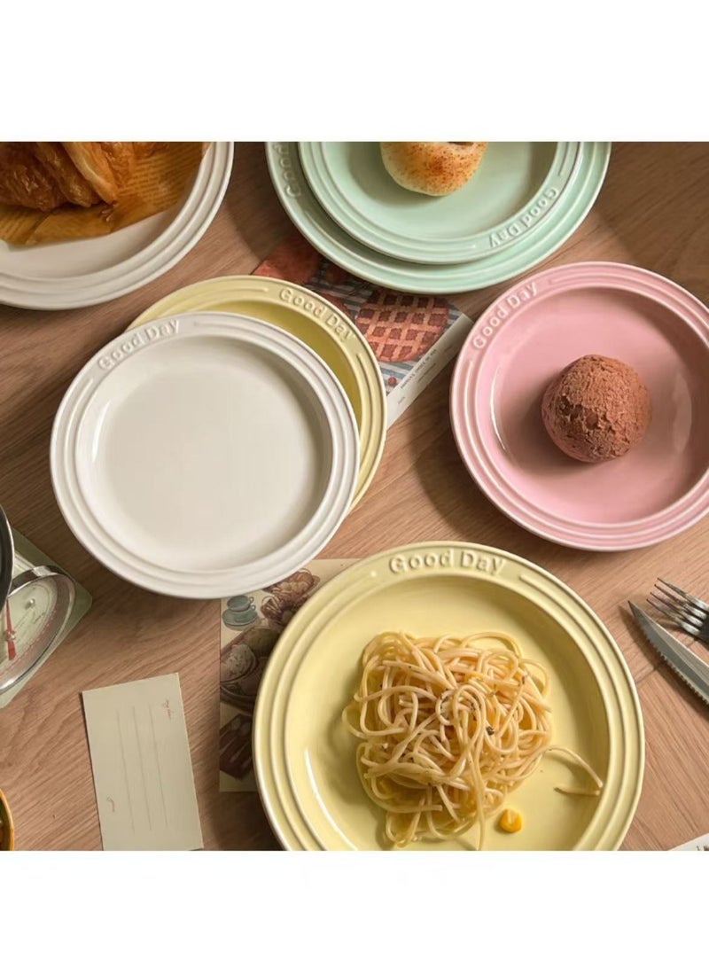 HAOWINS-PAN Ceramic Plates, Lightweight Reusable Unbreakable Dinner Plates, Healthy for kitchen Camping Picnic Adult, for Microwave and Dishwasher, Yellow - Image 3