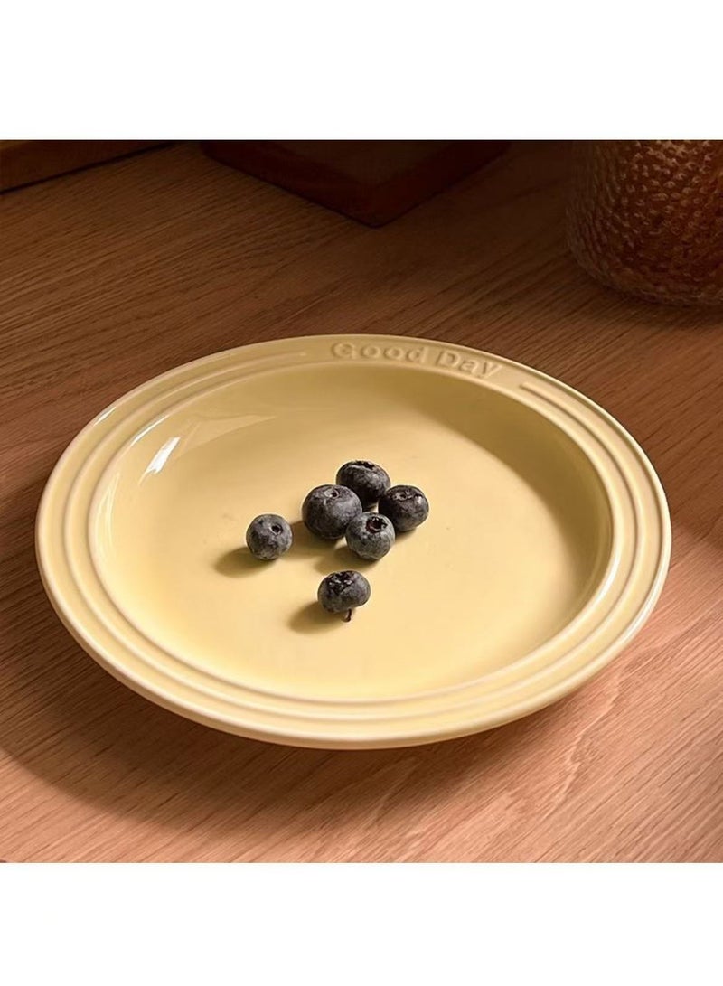 HAOWINS-PAN Ceramic Plates, Lightweight Reusable Unbreakable Dinner Plates, Healthy for kitchen Camping Picnic Adult, for Microwave and Dishwasher, Yellow - Image 1