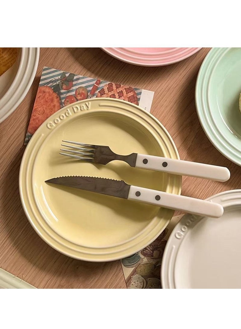 HAOWINS-PAN Ceramic Plates, Lightweight Reusable Unbreakable Dinner Plates, Healthy for kitchen Camping Picnic Adult, for Microwave and Dishwasher, Yellow - Image 2