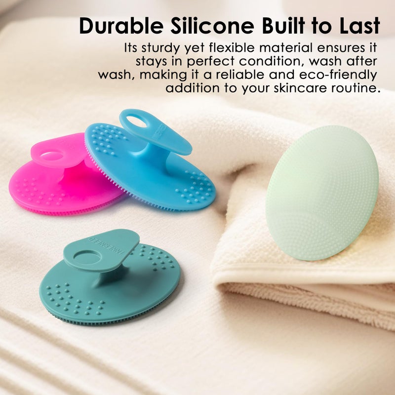 Innerneed 4 Pack INNERNEED Silicone Face Scrubber for Deep Cleansing and Exfoliation â€“ Soft Facial Cleansing Brush, Gentle for All Skin Types, Blackhead Remover, Portable - Image 2