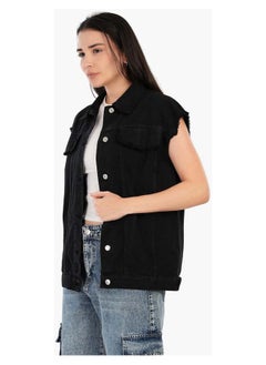Carina Raw Hem Denim Vest  - Image 2