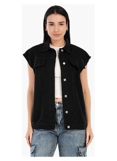 Carina Raw Hem Denim Vest  - Image 1